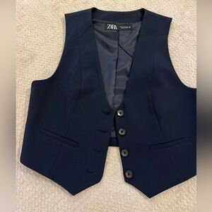 Zara Women’s Navy Slim Fit Vest - Medium Great Condition